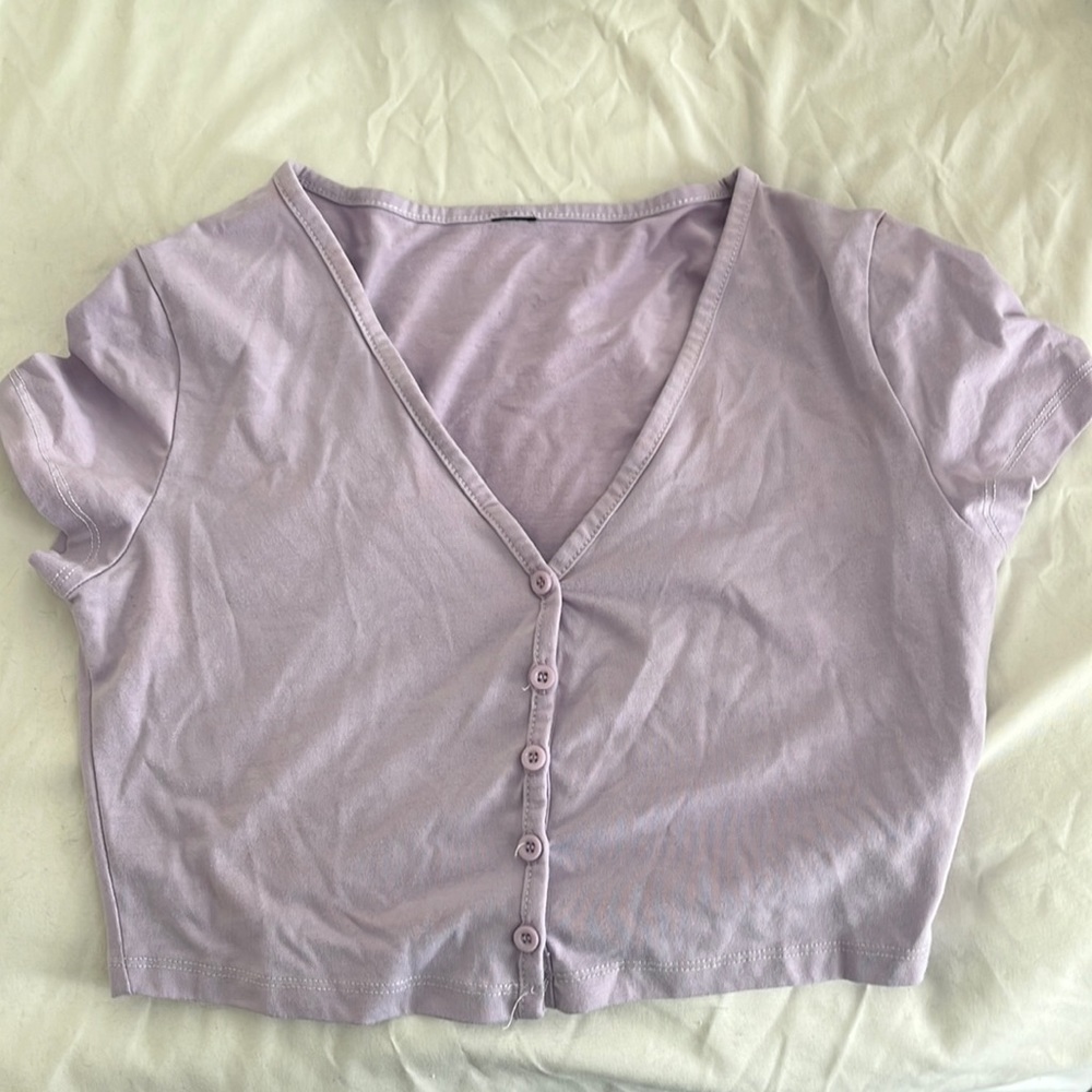 Lavender button up crop top size small to medium